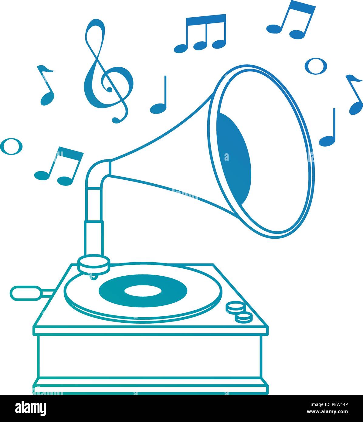 Gramophone Old Fashion With Music Notes Stock Vector Image Art Alamy