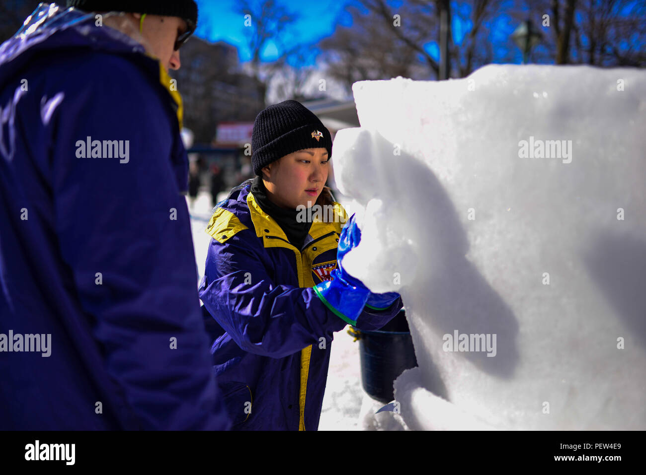 N Ok605 045 Sapporo Japan Jan 31 16 Yeoman 2nd Class Pauline Foust From New York City A Member Of The U S Navy S 16 Sapporo Snow Team Shapes A 10 Feet By 10 Feet N Ok605 045 Sapporo Japan Jan 31 16 Yeoman 2nd Class Pauline Foust From New York City A Member Of The U S Navy S 16 Sapporo Snow Team Shapes A 10 Feet By 10 Feet