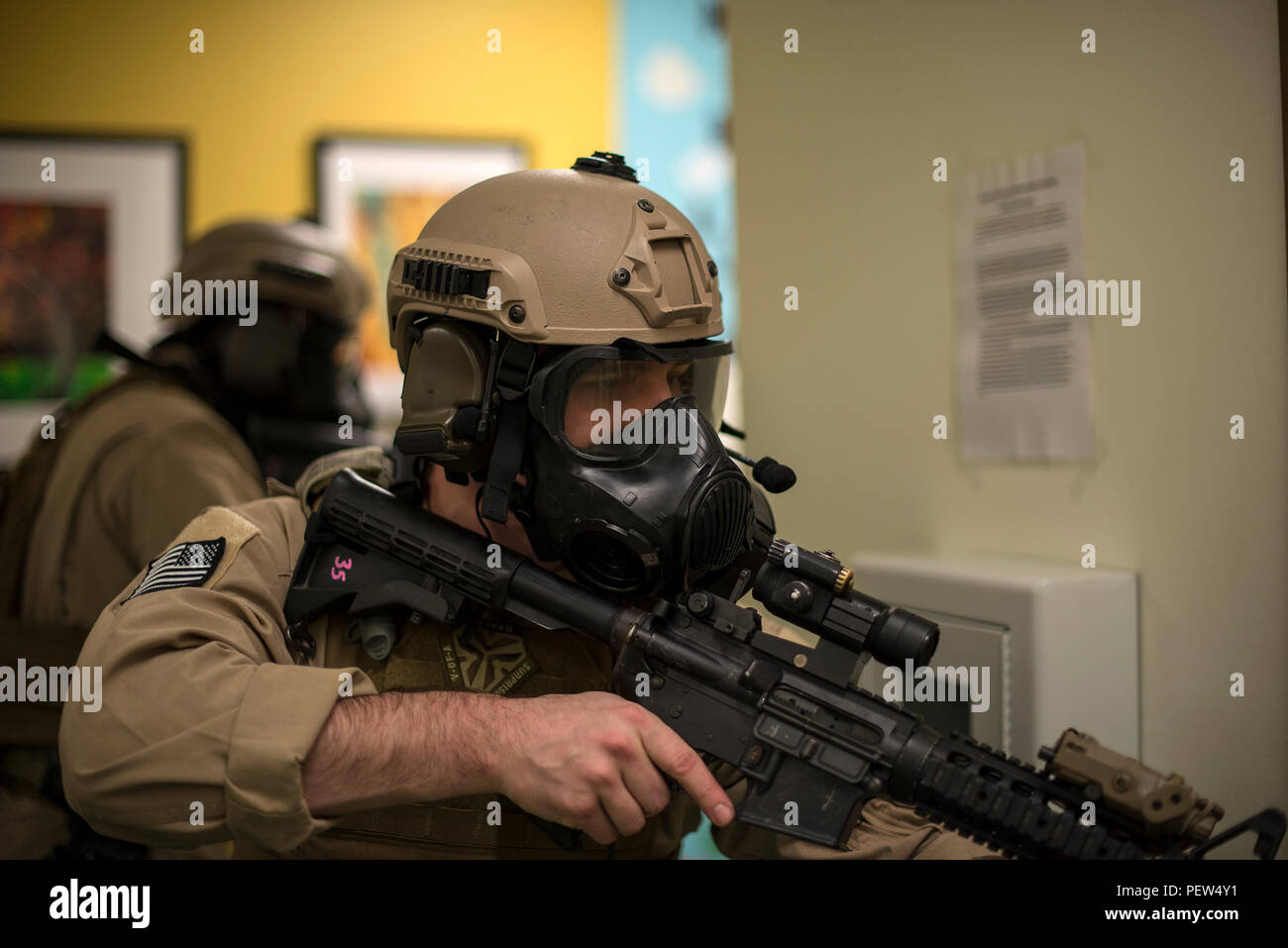 U S Air Force Staff Sgt Matthew Roush 23d Security Forces Squadron Combat Arms Training And Maintenance Governmental » weapons & forces. https www alamy com us air force staff sgt matthew roush 23d security forces squadron combat arms training and maintenance instructor secures a hallway as his team members clear a room at the youth center jan 28 2016 at moody air force base ga the members of the srt worked on clearing procedures to train on their responsibilities which could include intervening in hostage situations providing security for distinguished visitors and high risk arrests us air force photo by tech sgt zachary wolfreleased image215682293 html