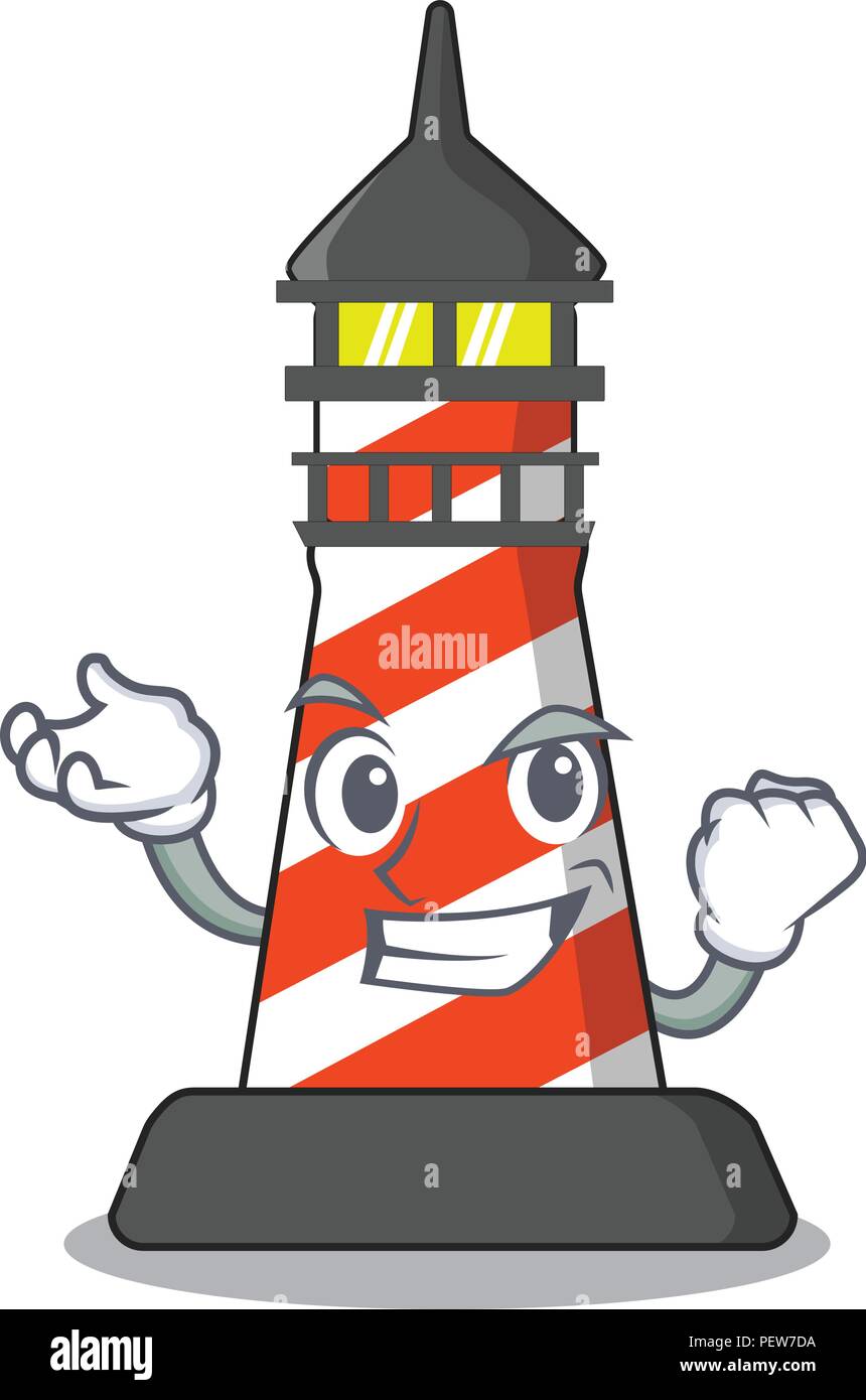 Successful cartoon realistic red lighthouse building Stock Vector