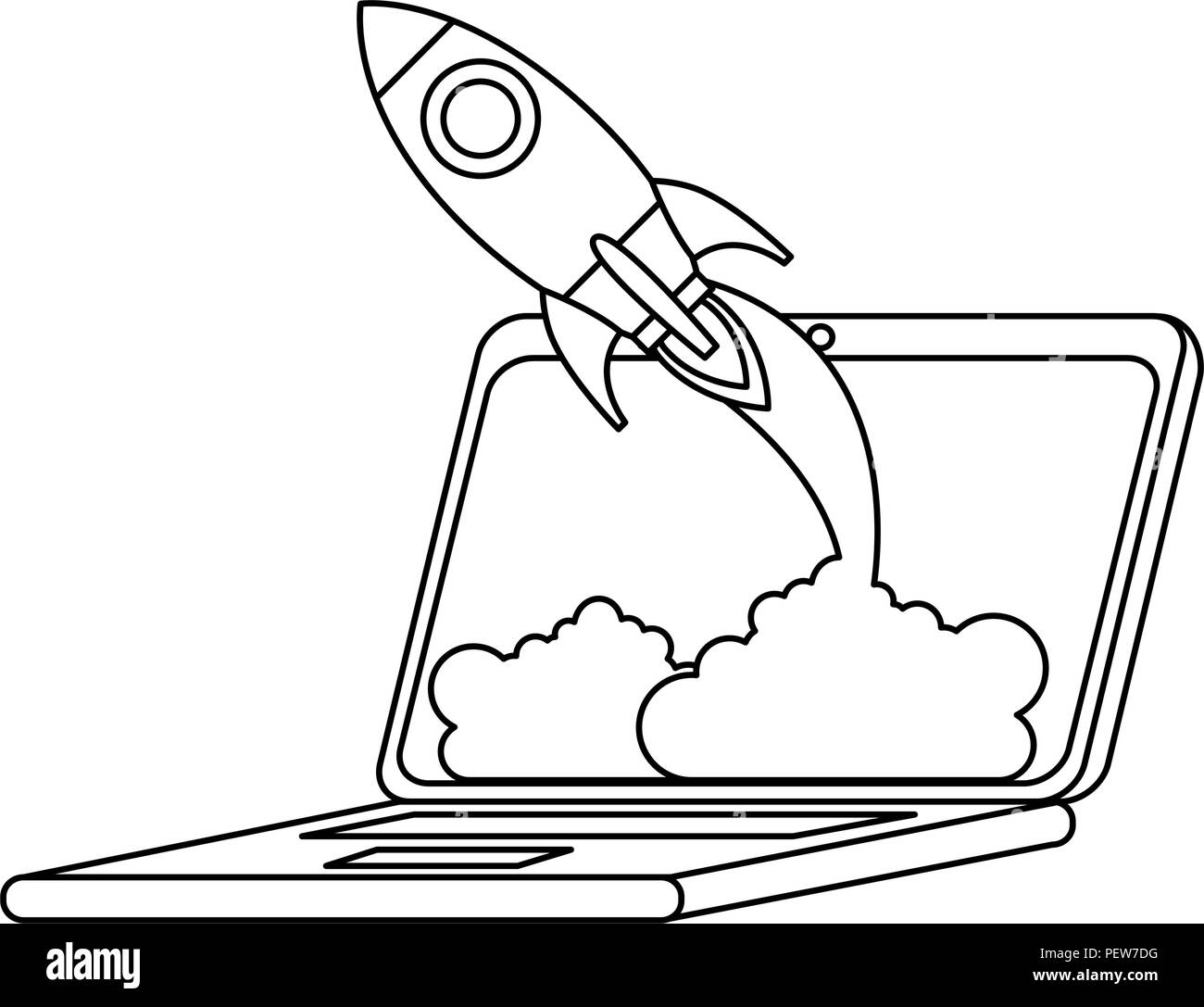 rocket start up in laptop Stock Vector Image & Art - Alamy