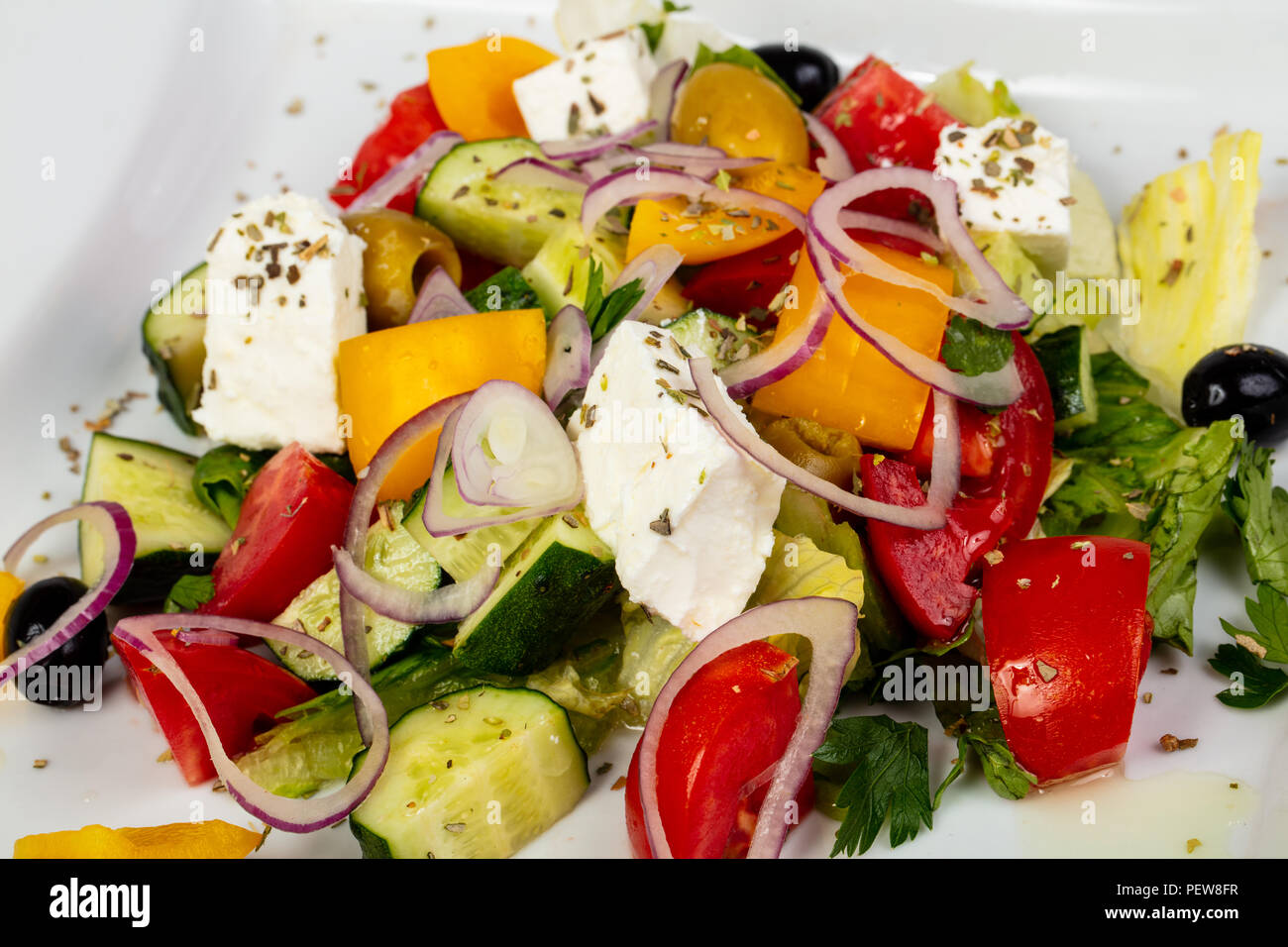 Traditional Greek salad with Feta cheese Stock Photo Alamy