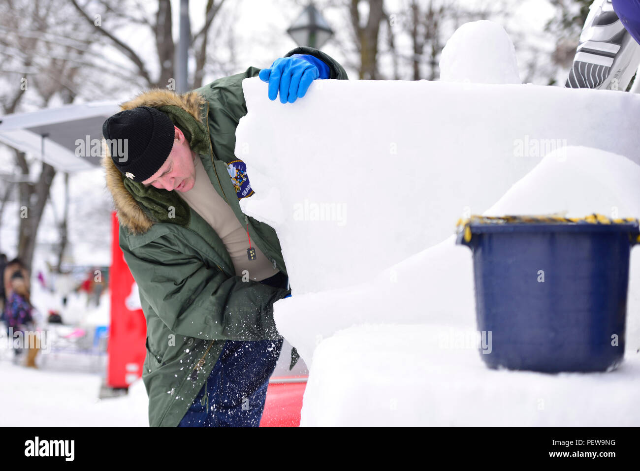 1602 N Ok605 017 Sapporo Japan Feb 2 16 Builder 1st Class Thomas Thornton From Huntington Mass Works On A 10 Feet By 10 Feet Three Dimensional Surface Warfare Pin Snow Sculpture In Preparation For The 1602 N Ok605 017 Sapporo Japan Feb 2 16 Builder 1st Class Thomas Thornton From Huntington Mass Works On A 10 Feet By 10 Feet Three Dimensional Surface Warfare Pin Snow Sculpture In Preparation For The