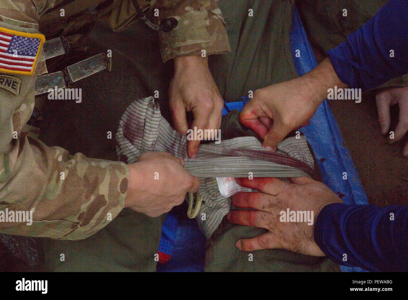 A first responder from Florida and a Soldier from the 982nd Combat