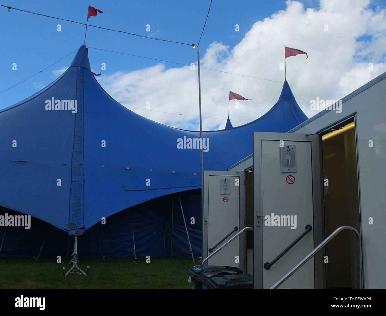 Backstage toilets in the artist area at a folk/rock festival (Green Man, Becon Beacons, Wales) Stock Photo