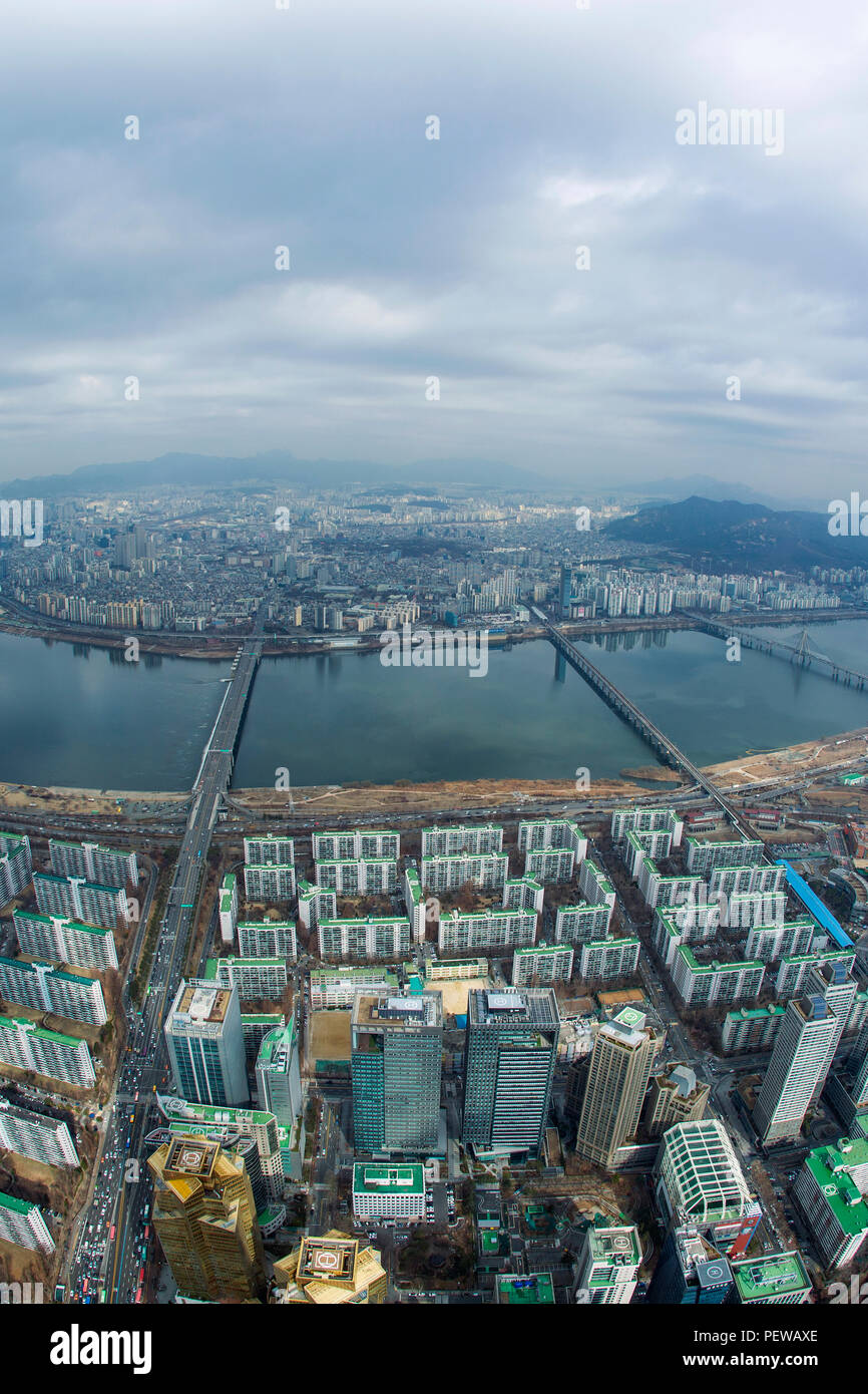 The top view of Seoul City, Korea. beautiful landscape of Seoul skyline from peak stock photo. 013 Stock Photo