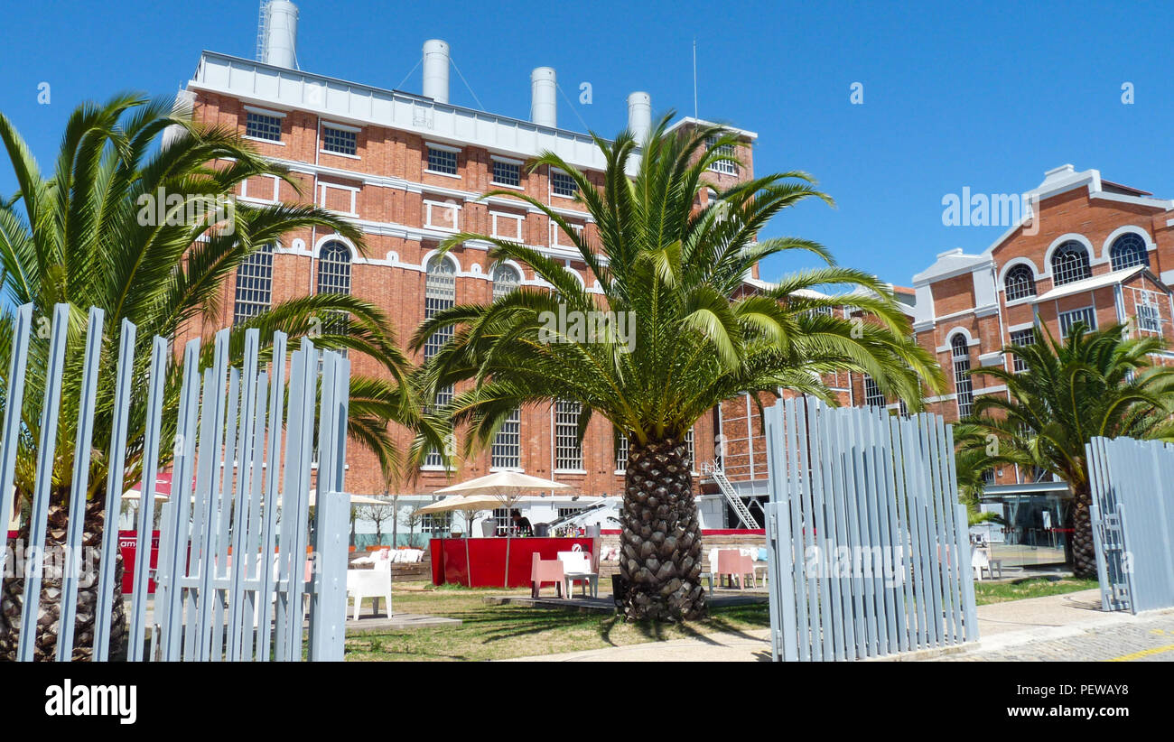 Landscape view of a converted factory in the Belem district of Lisbon, Portugal Stock Photo