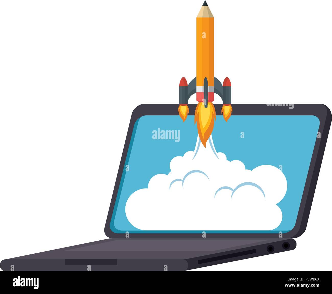 pencil rocket start up in laptop Stock Vector Image & Art - Alamy