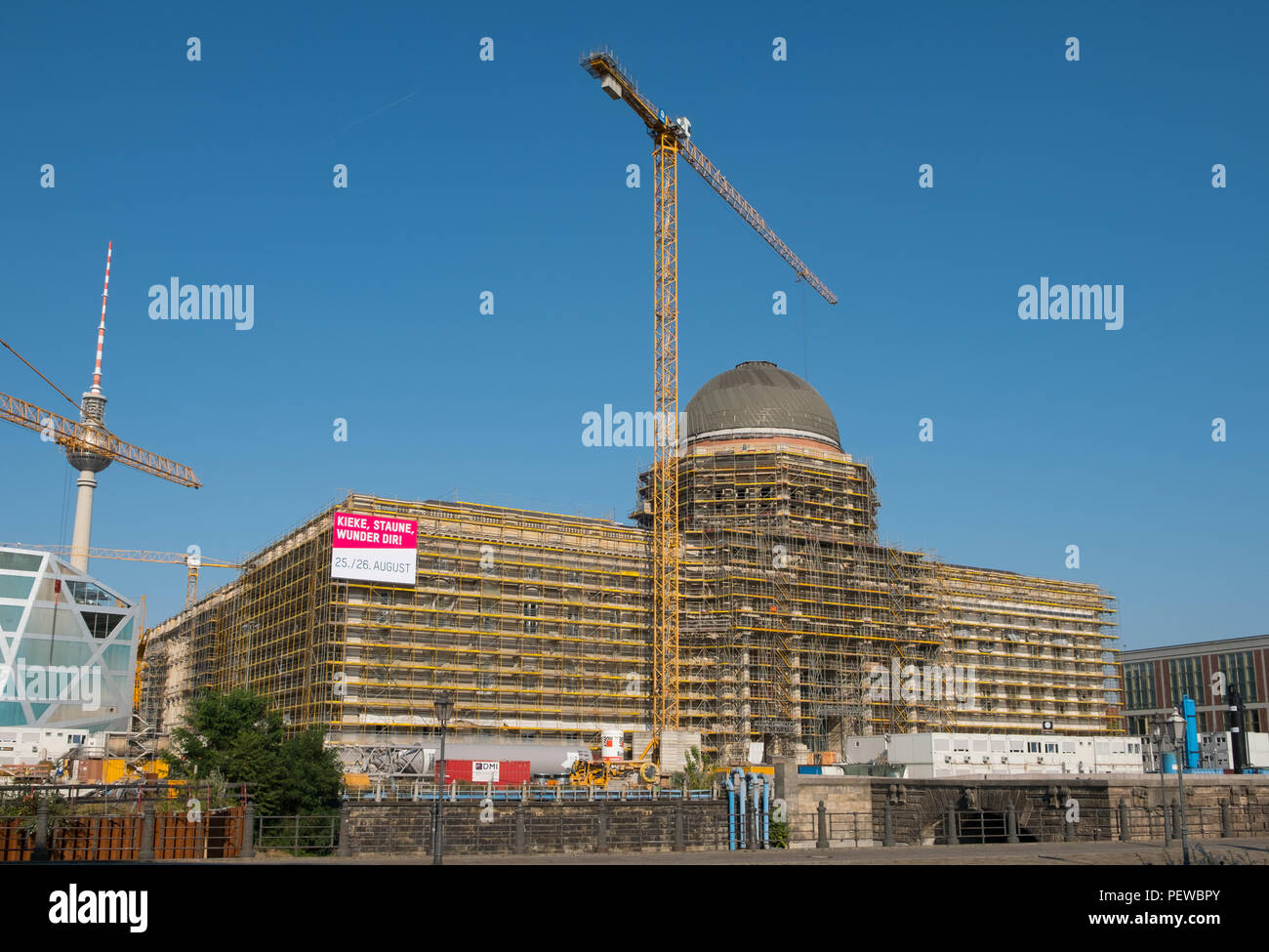 Berlin, Germany - august, 2018: Construction of the Berlin Palace (German: Berliner Schloss or Stadtschloss) a.k.a.  City Palace in Berlin, Germany Stock Photo