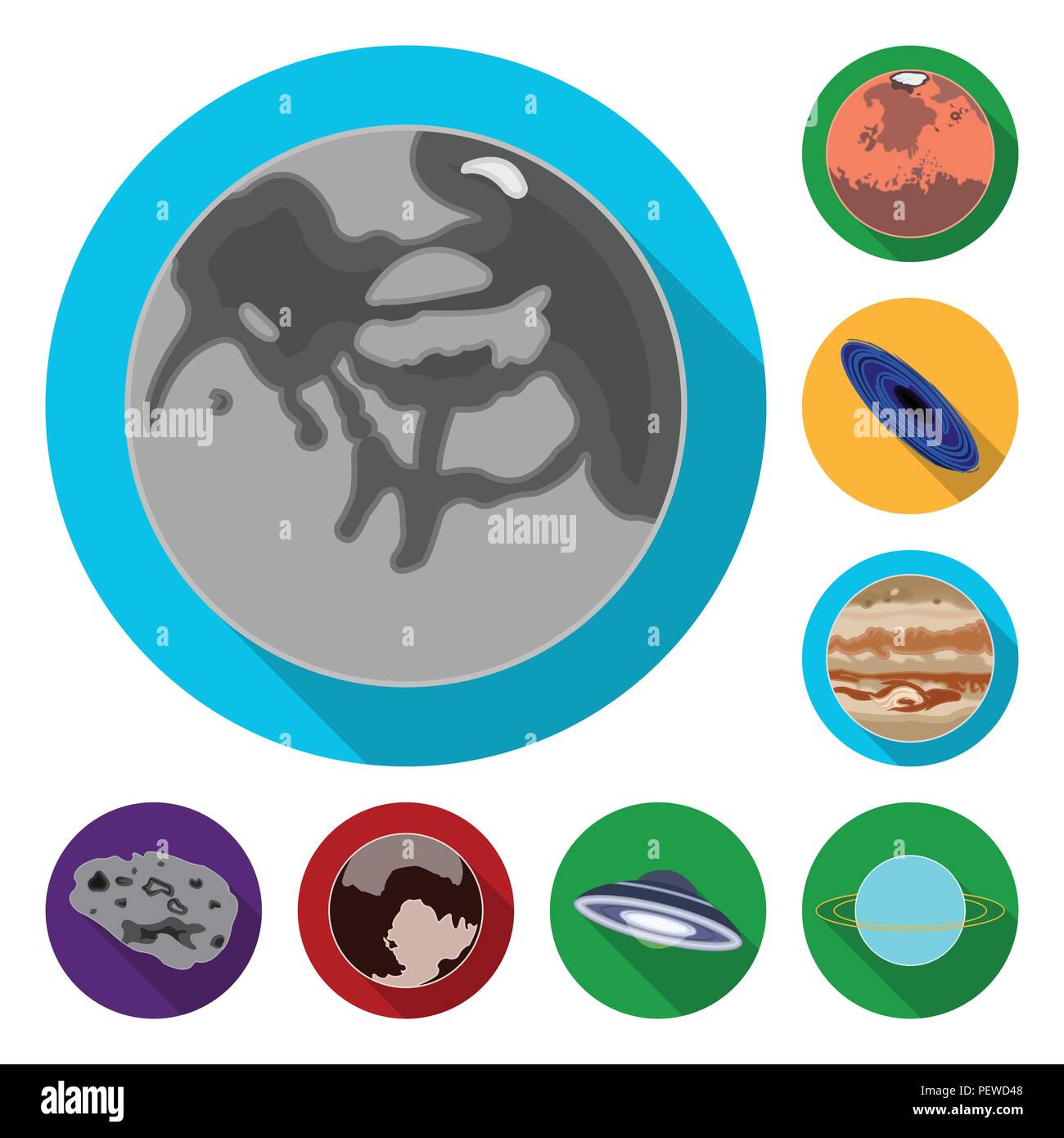 Planets of the solar system flat icons in set collection for design ...