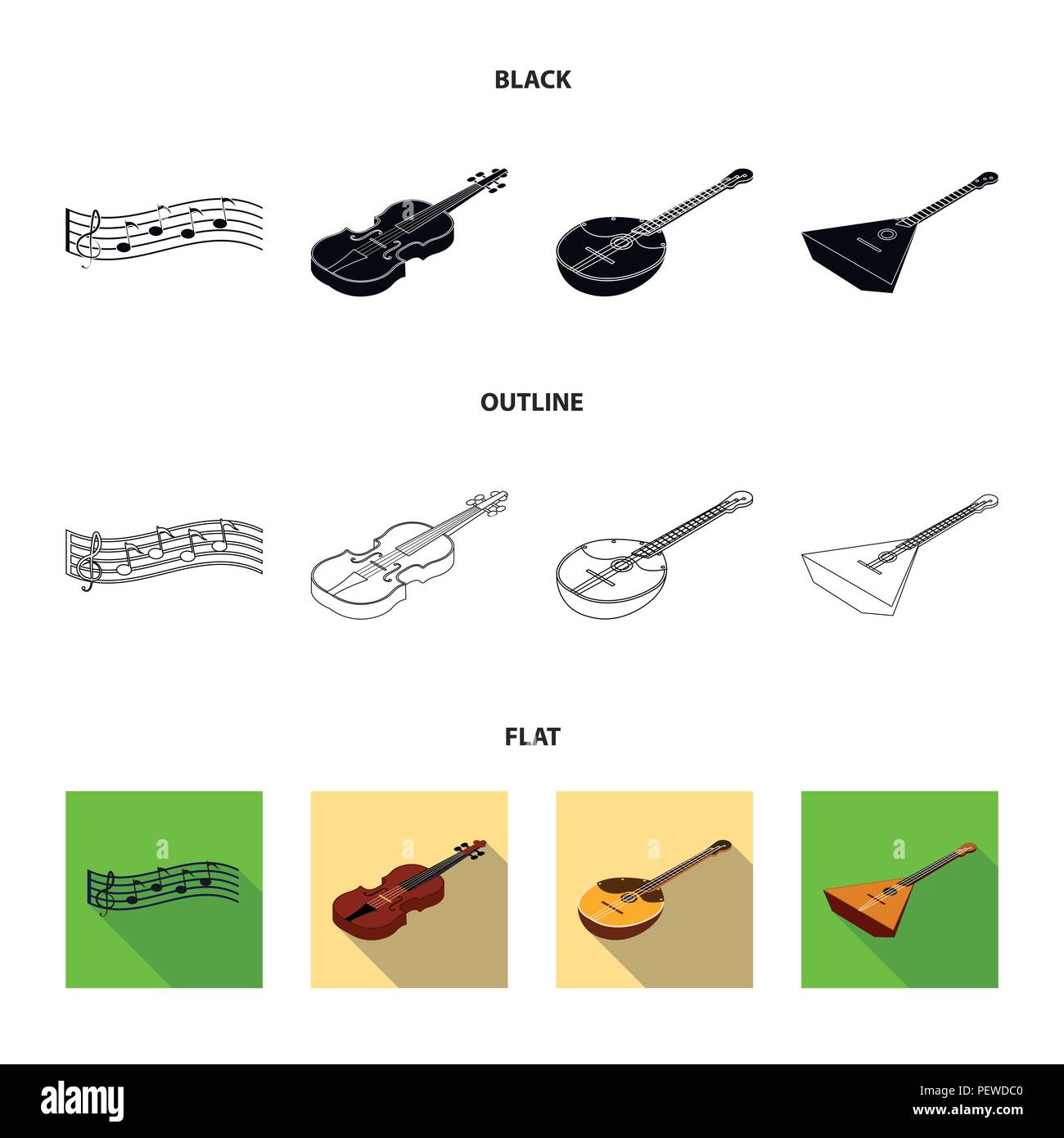 Musical instrument black,flat,outline icons in set collection for ...
