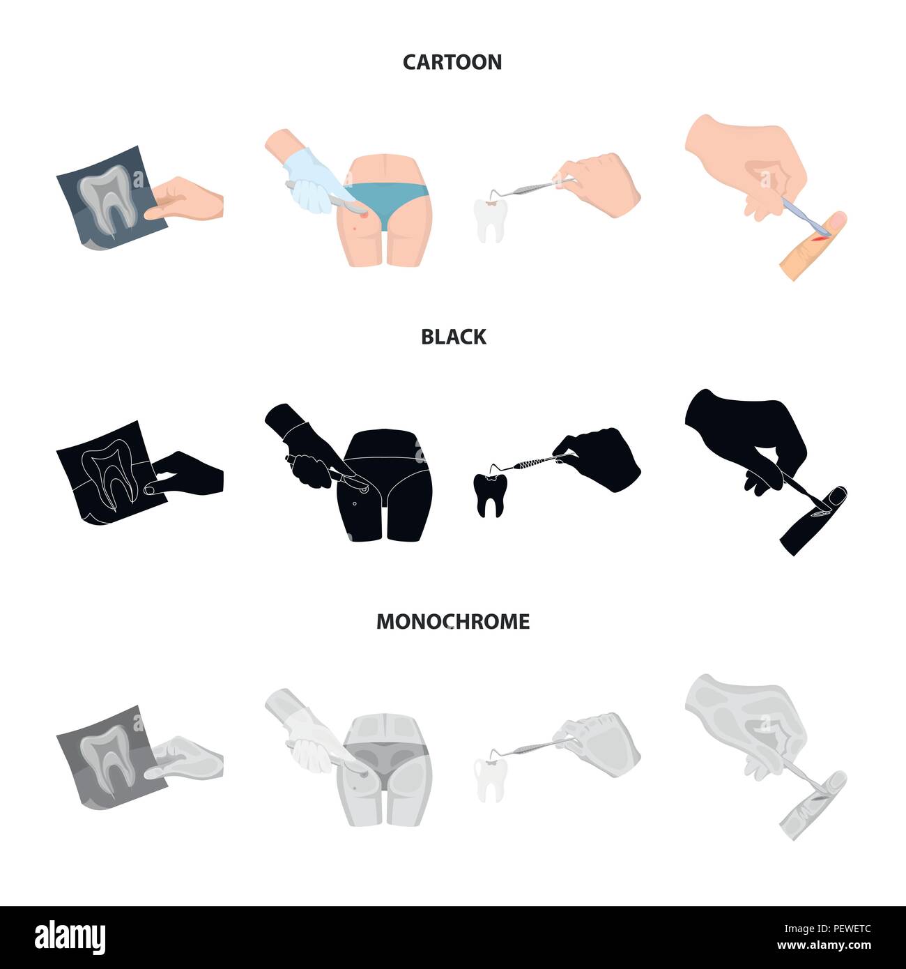 Tooth, X-ray, instrument, dentist and other icon in cartoon,black ...