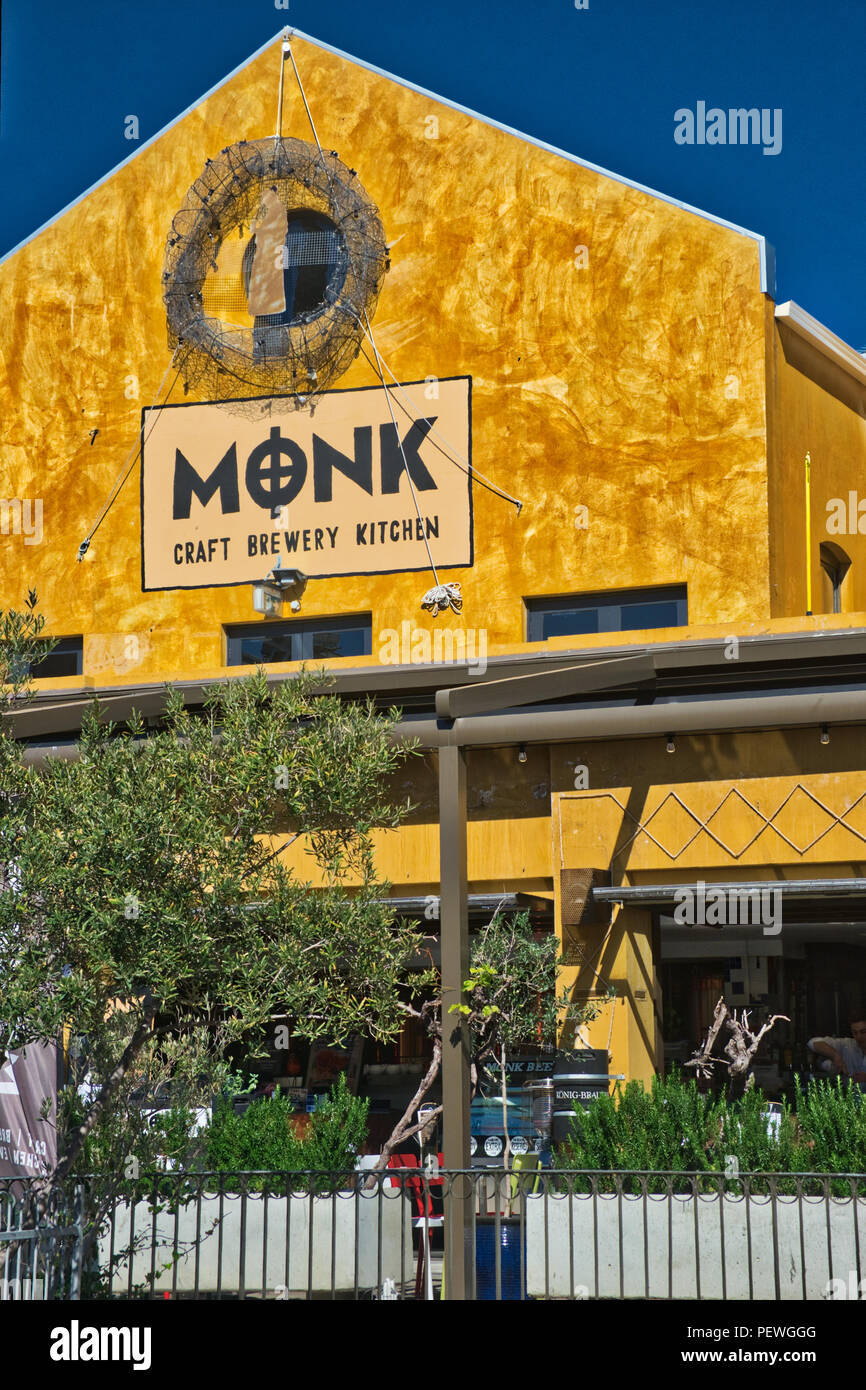 Monk craft brewery restaurant verttical Stock Photo