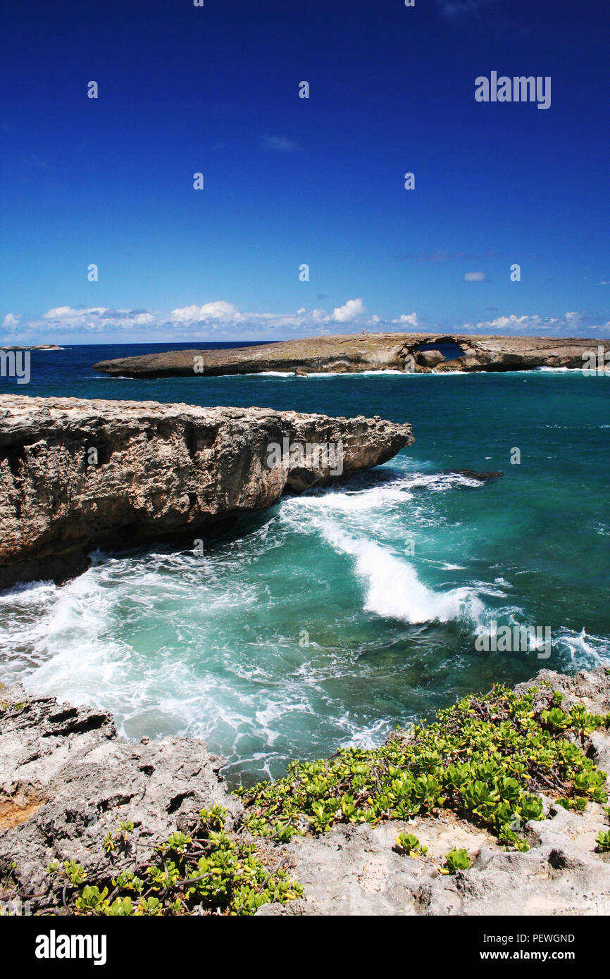 Rocky shore, Laie Point, North Shore, Oahu, Hawaii Stock Photo