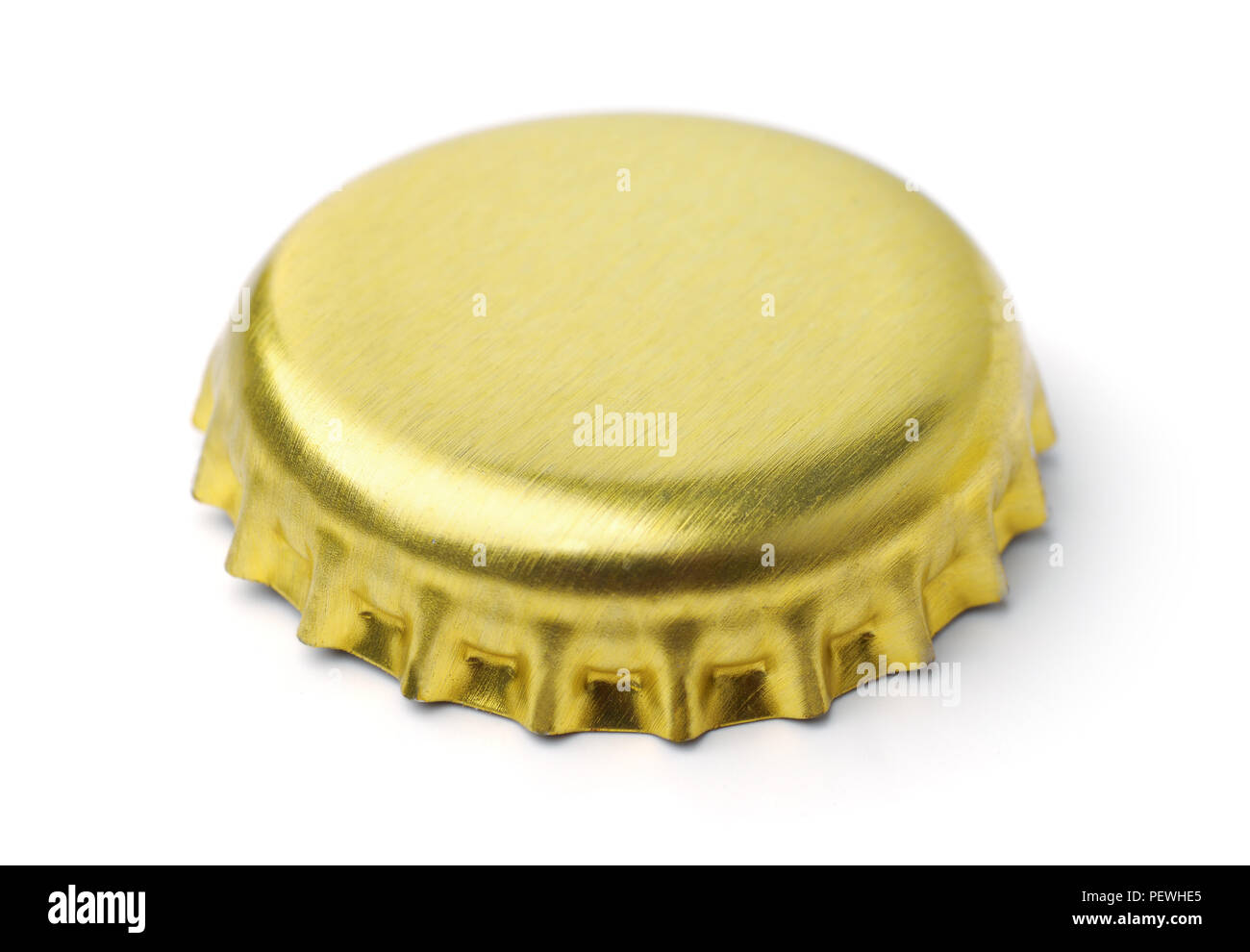 Golden blank bottle cap isolated on white Stock Photo