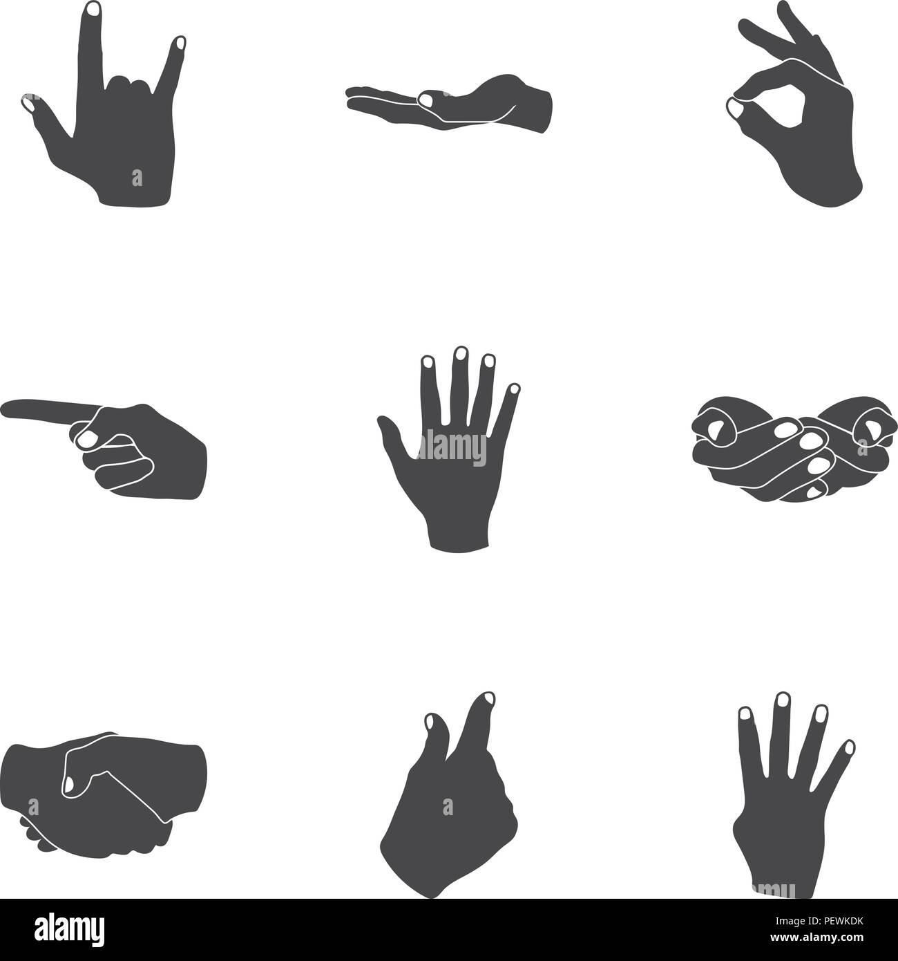 Hand gestures set icons in black style. Big collection of hand gestures ...