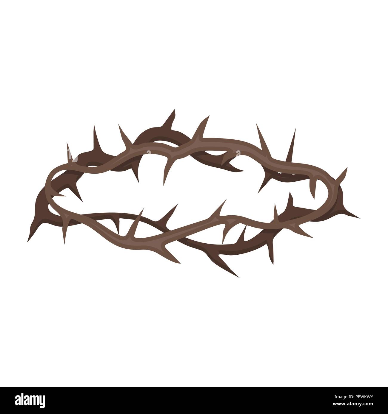 Crown of thorns icon in cartoon style isolated on white ...