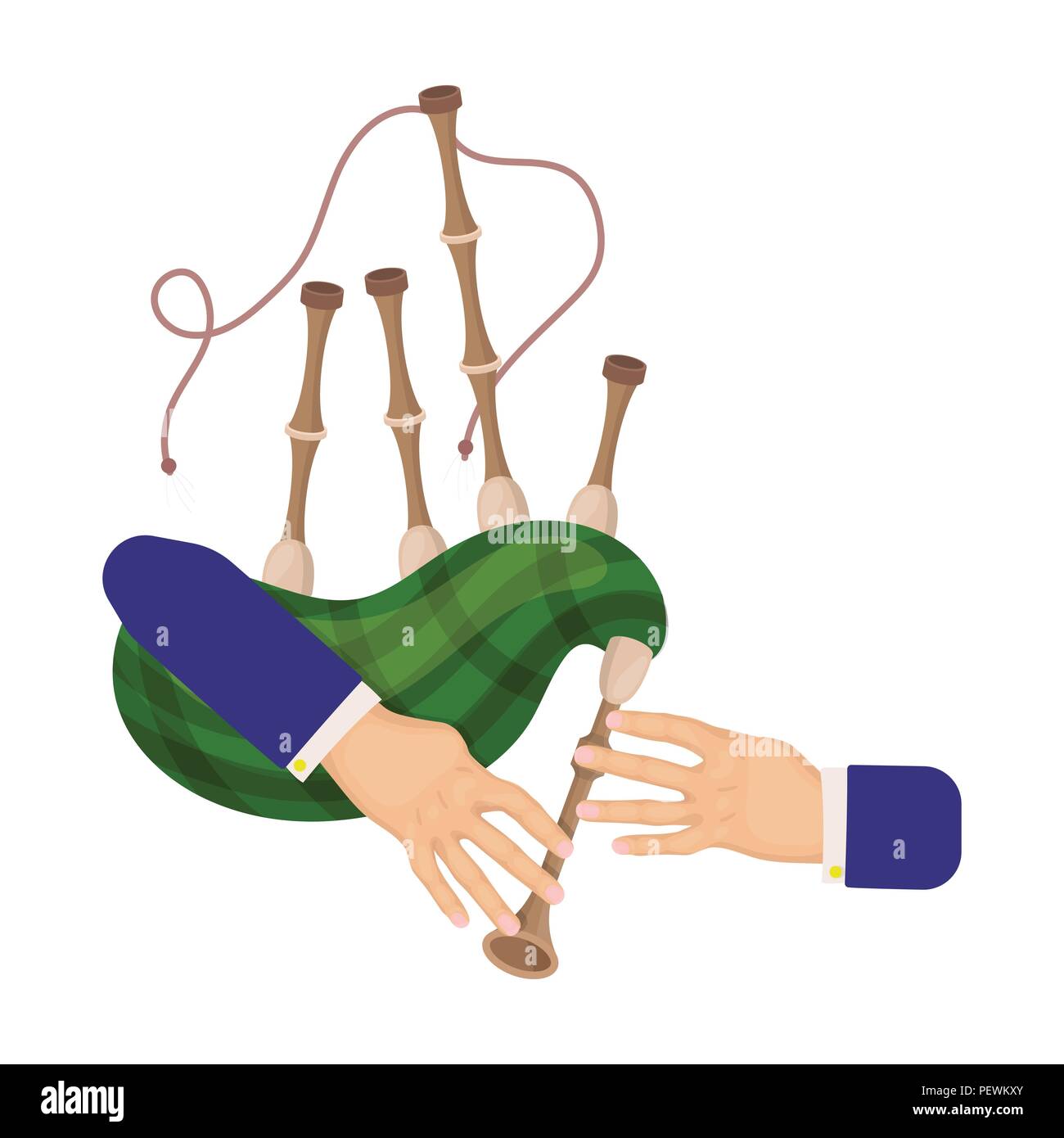 Playing the Scottish national bagpipe instrument. Bagpipe Wind