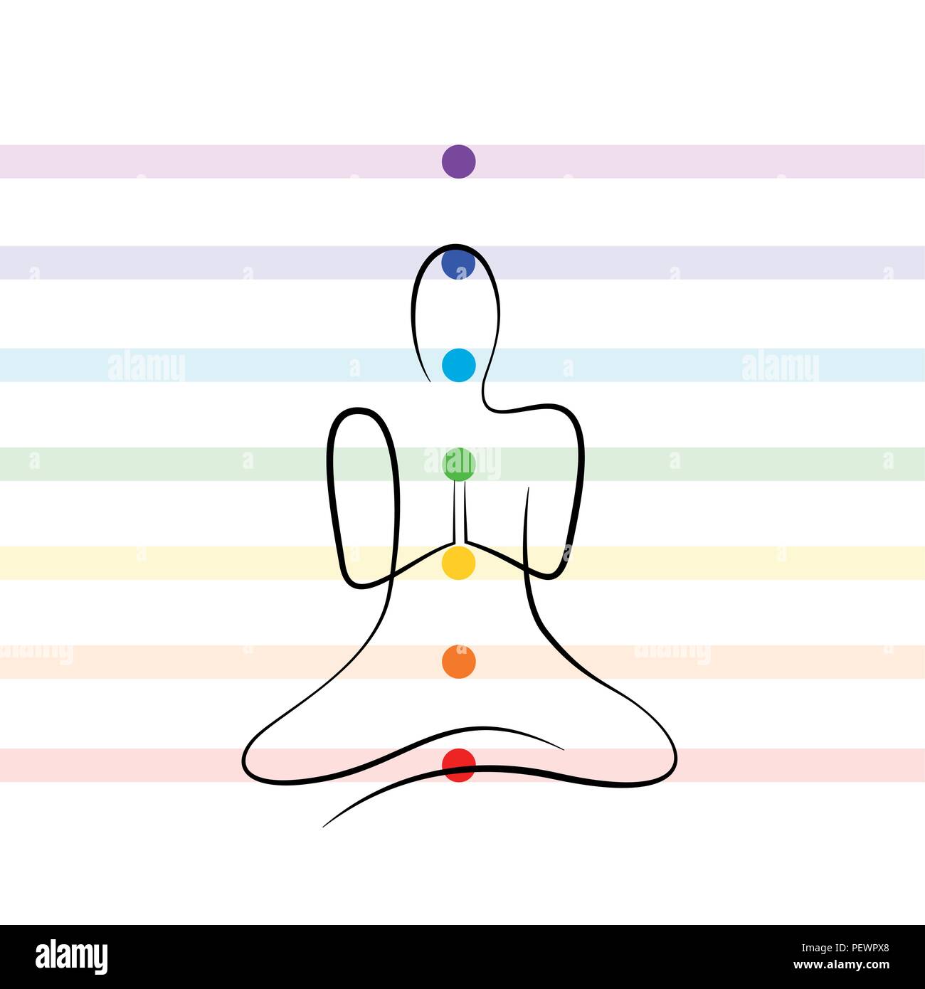 meditation chakra points drawing person vector illustration EPS10 Stock Vector