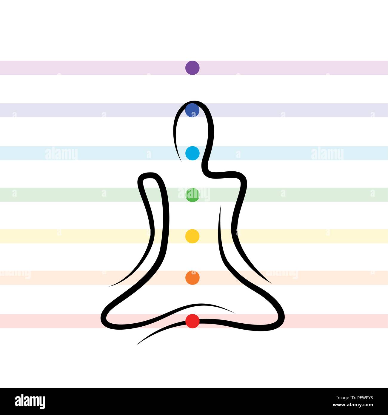 meditation chakra points drawing person vector illustration EPS10 Stock Vector