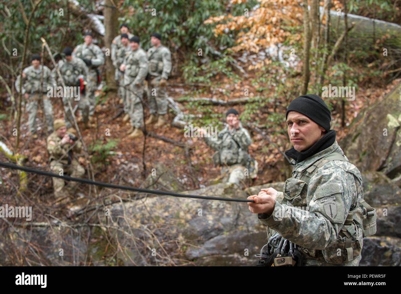 Basic military mountaineering course hires stock photography and