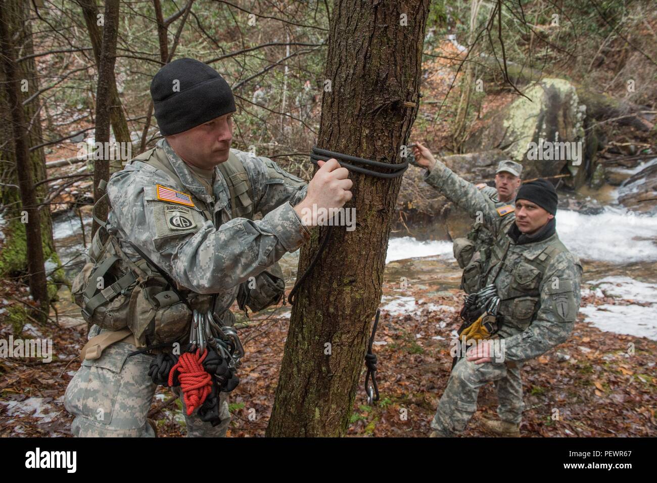 Basic military mountaineering course hires stock photography and