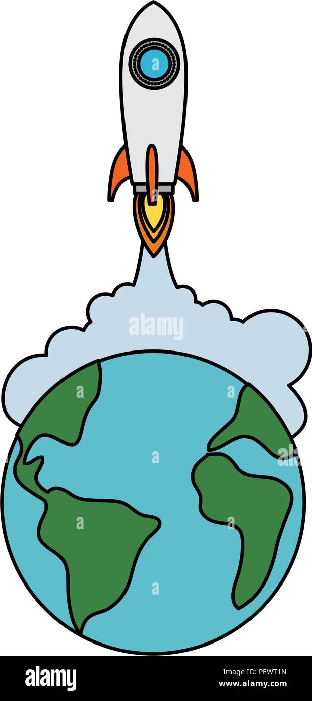 world planet earth with rocket flying Stock Vector Image & Art - Alamy