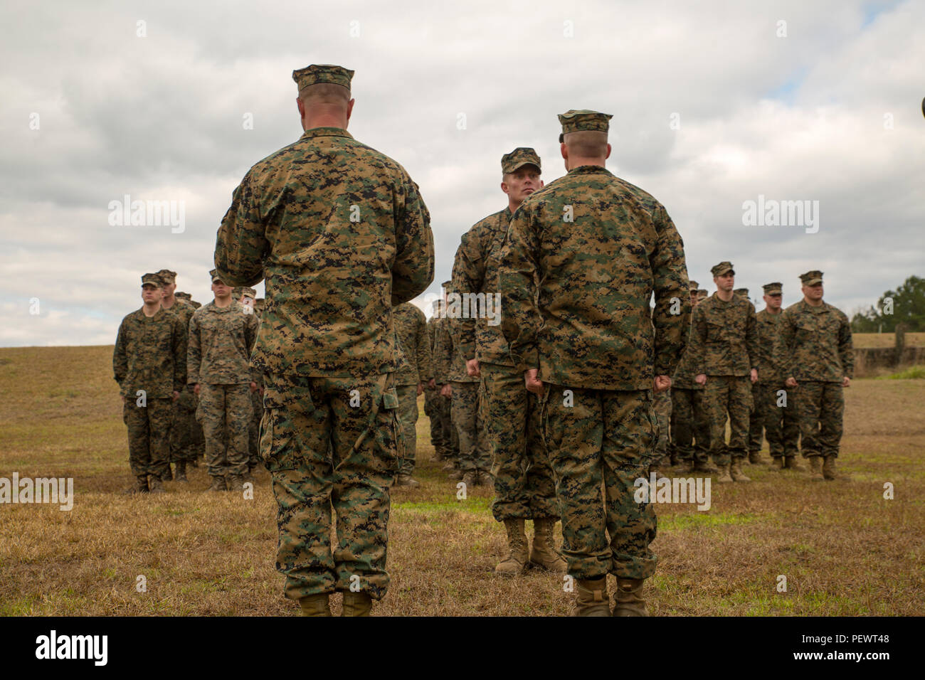 Staff Sgt Nathan A Hervey An Instructor With The Advanced Infantry Training Battalion At The School Of Infantry East Listens To His Award Citation Being Read At A Stone Bay Rifle Range Camp