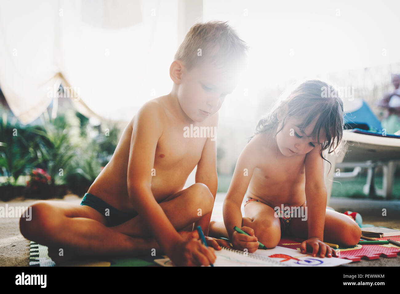 Little Boy And Girl Drawing With Crayons Stock Photo Alamy Little Boy And Girl Drawing With Crayons Stock Photo Alamy
