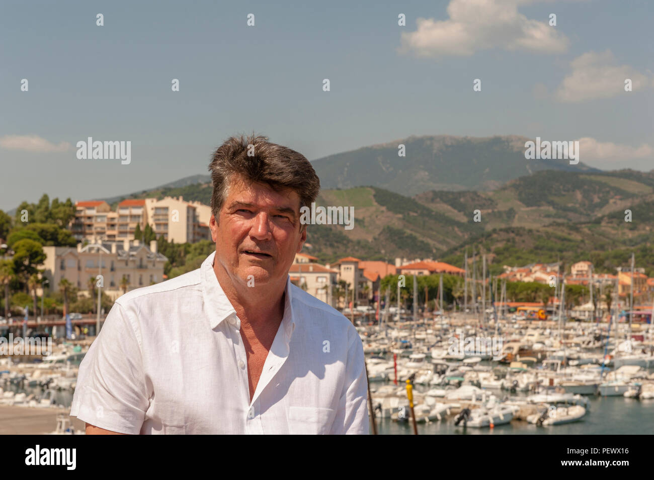 Yann Sola alias Werner Körner, a German author of crime stories, with second home in Banyuls, southern France, where his stories take plae Stock Photo