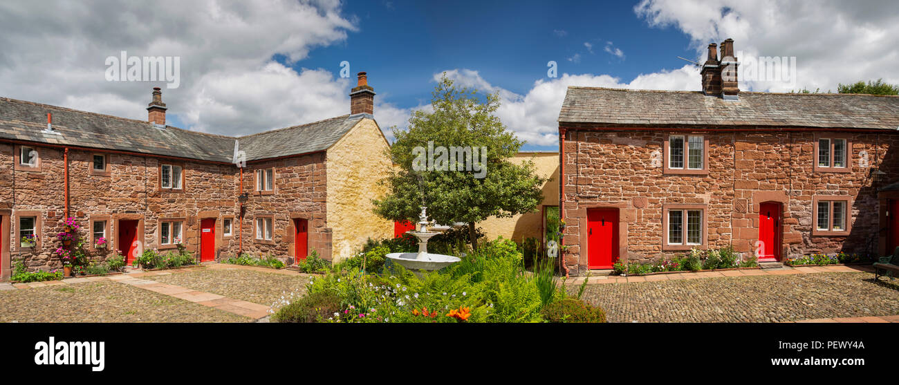 UK, Cumbria, Eden Valley, Appleby, St Anne’s Hospital, 1651 Almshouses, courtyard panoramic Stock Photo