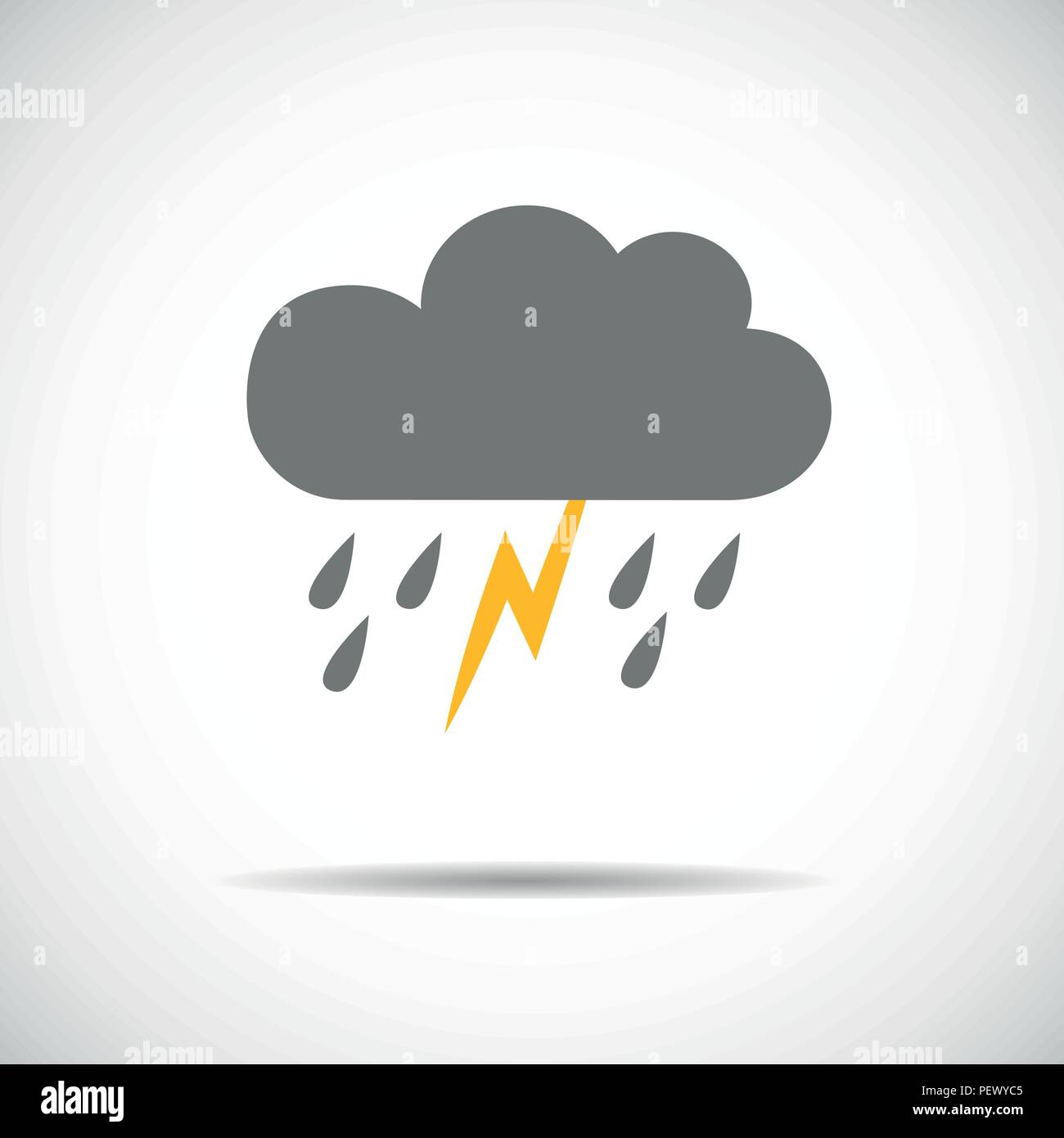 Rain and lightning single flat icon vector illustration EPS10 Stock Vector