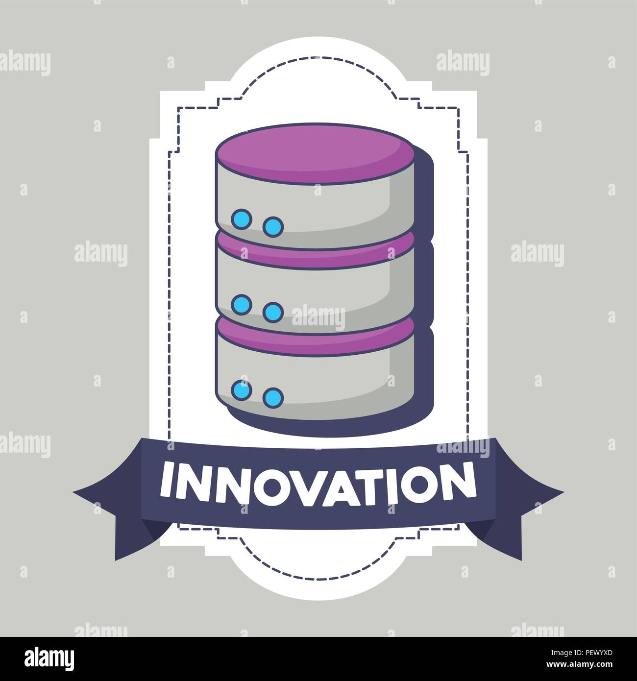 decorative frame with data server over gray background, colorful design. vector illustration Stock Vector