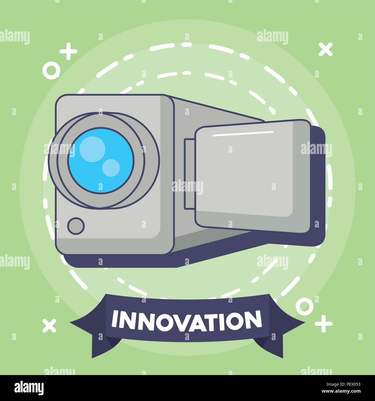 innovation and technology design with camera icon over green background ...