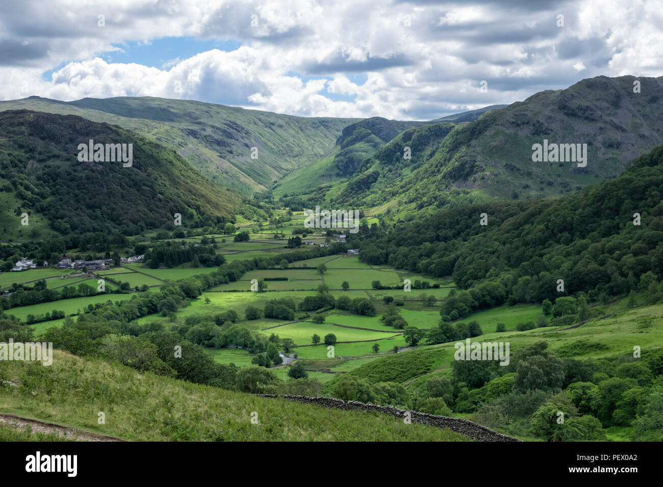 View of Newlands Valley from Cat Bells, Keswick, Lake District, England, UK Stock Photo