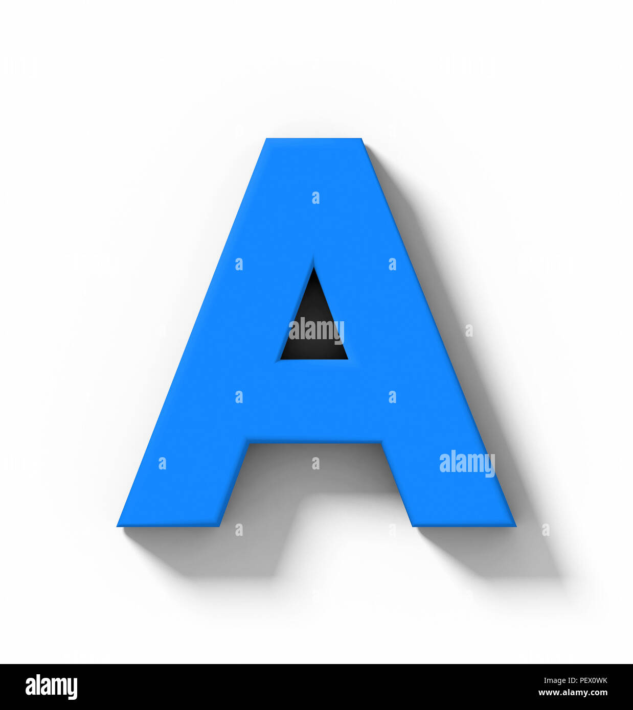 letter A 3D blue isolated on white with shadow - orthogonal projection ...