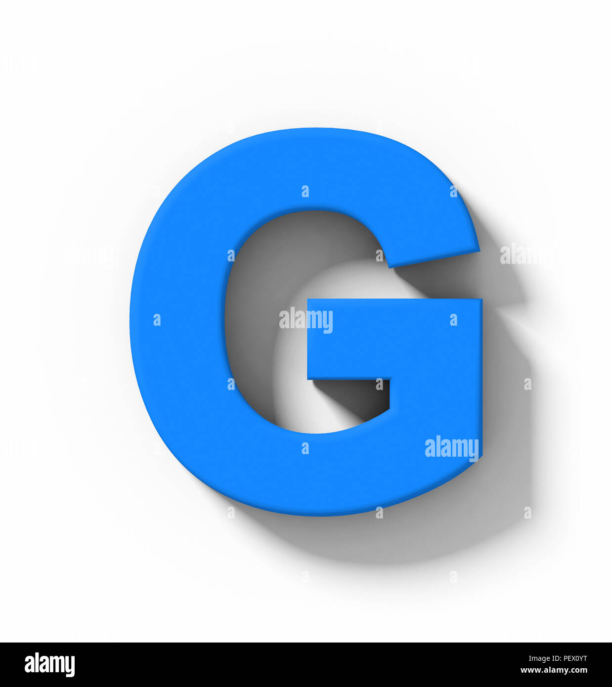 letter G 3D blue isolated on white with shadow - orthogonal projection ...