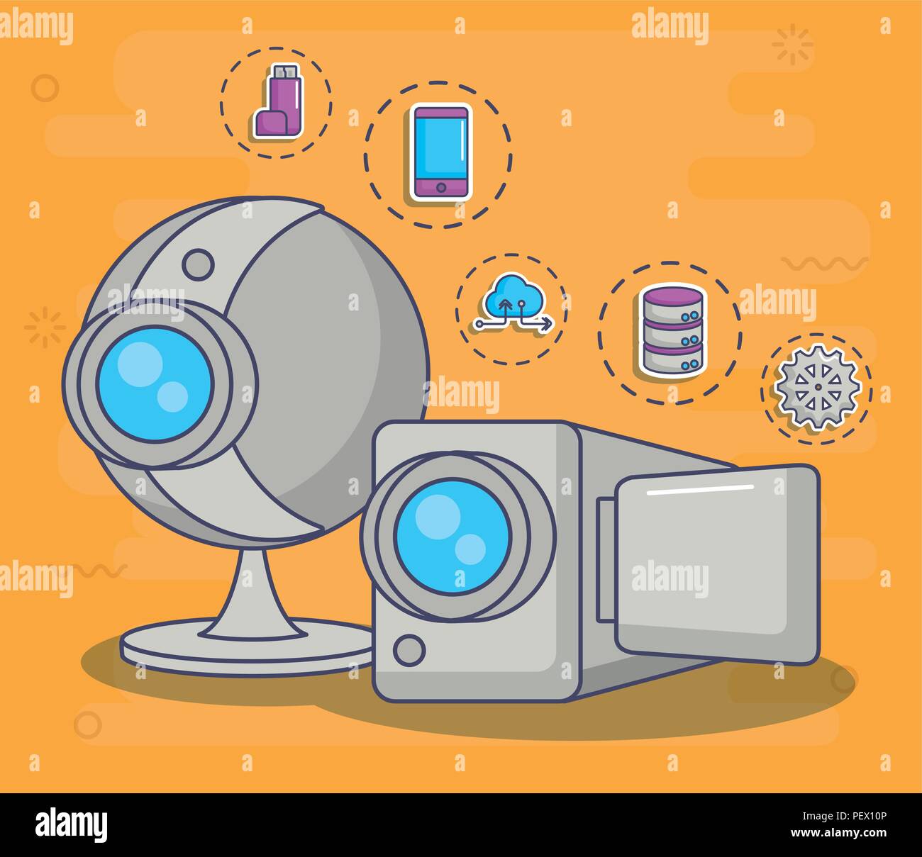 camera web with innovation and technology related icons around over ...