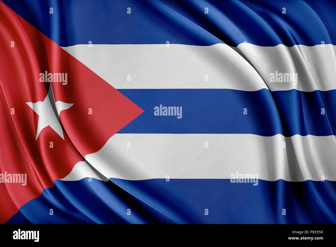 Cuban Texture Cuba flag. Flag with a glossy silk texture Stock Photo - Alamy