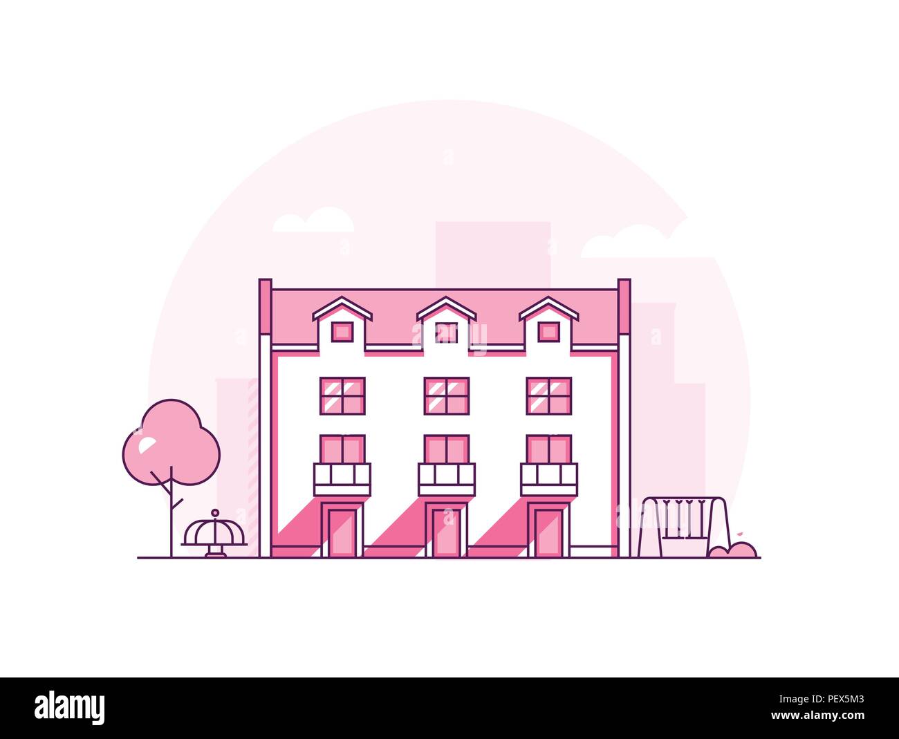 Apartment house - modern thin line design style vector illustration Stock Vector