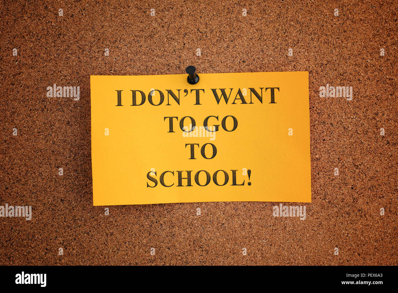 I do not want to go to school. Close up. Stock Photo