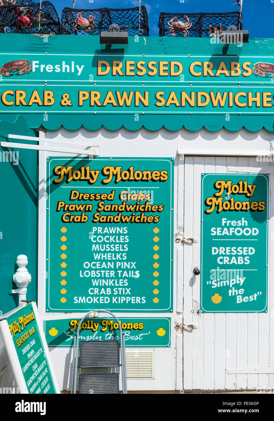 food stall selling fresh crab sandwiches and dressed crabs for sale
