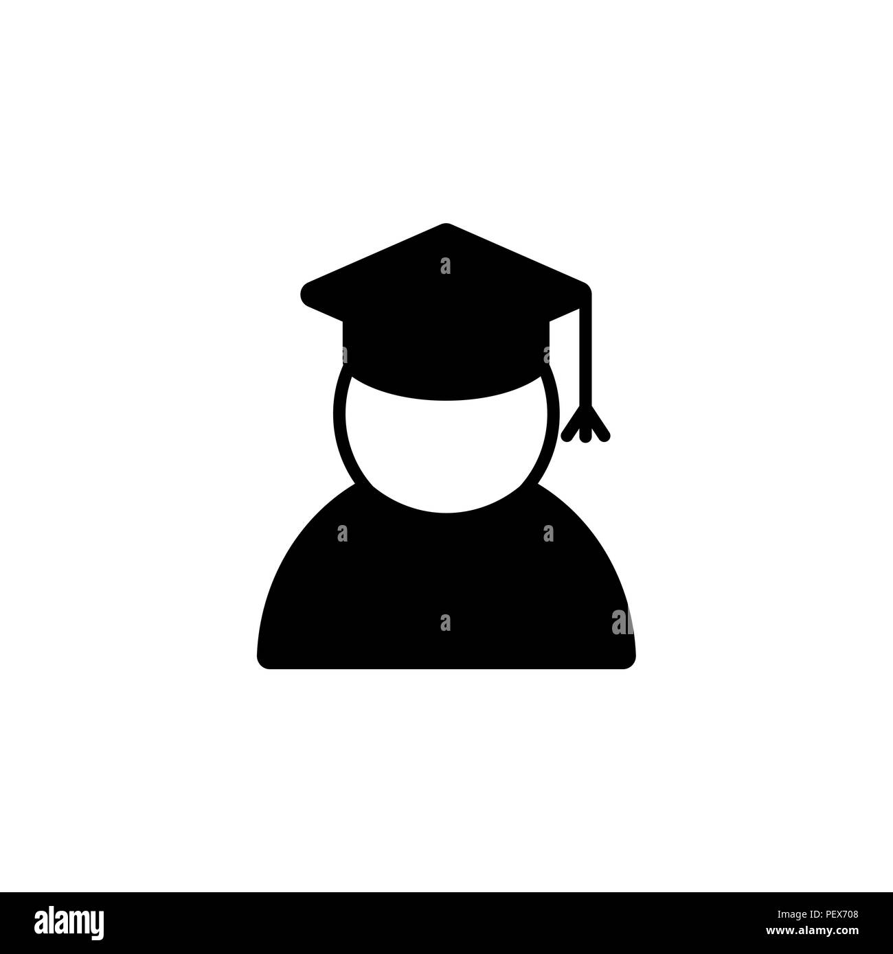 Graduation cap icon. vector illustration black on white background ...