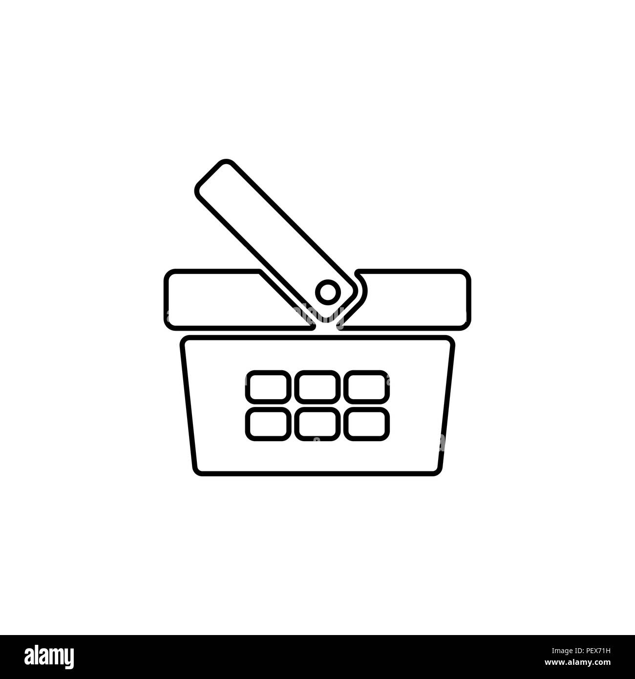Shopping basket line icon - vector illustration black on white ...