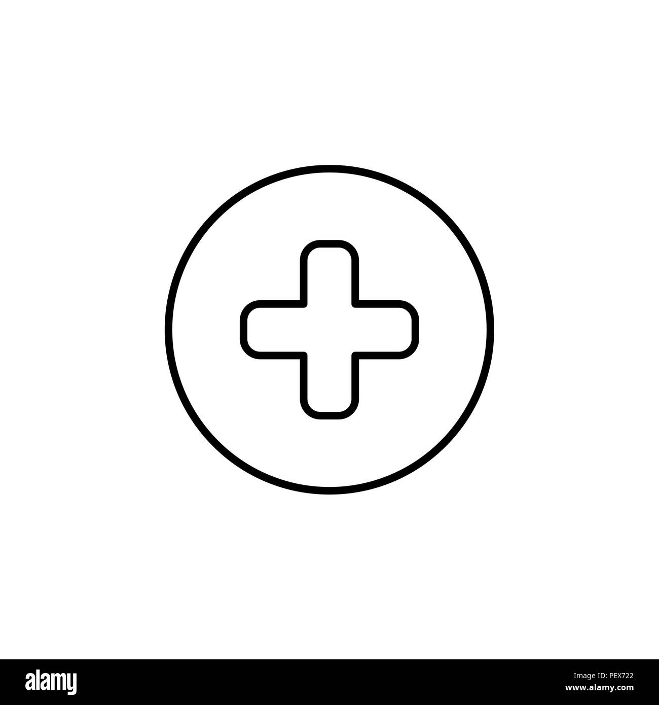 Medical cross line icon black on white background Stock Vector Image ...
