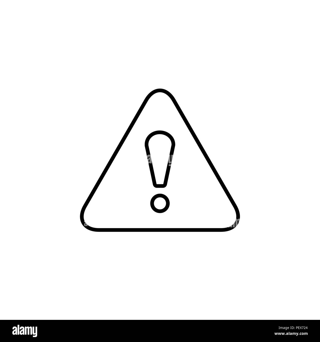 Exclamation danger line sign black on white background Stock Vector ...