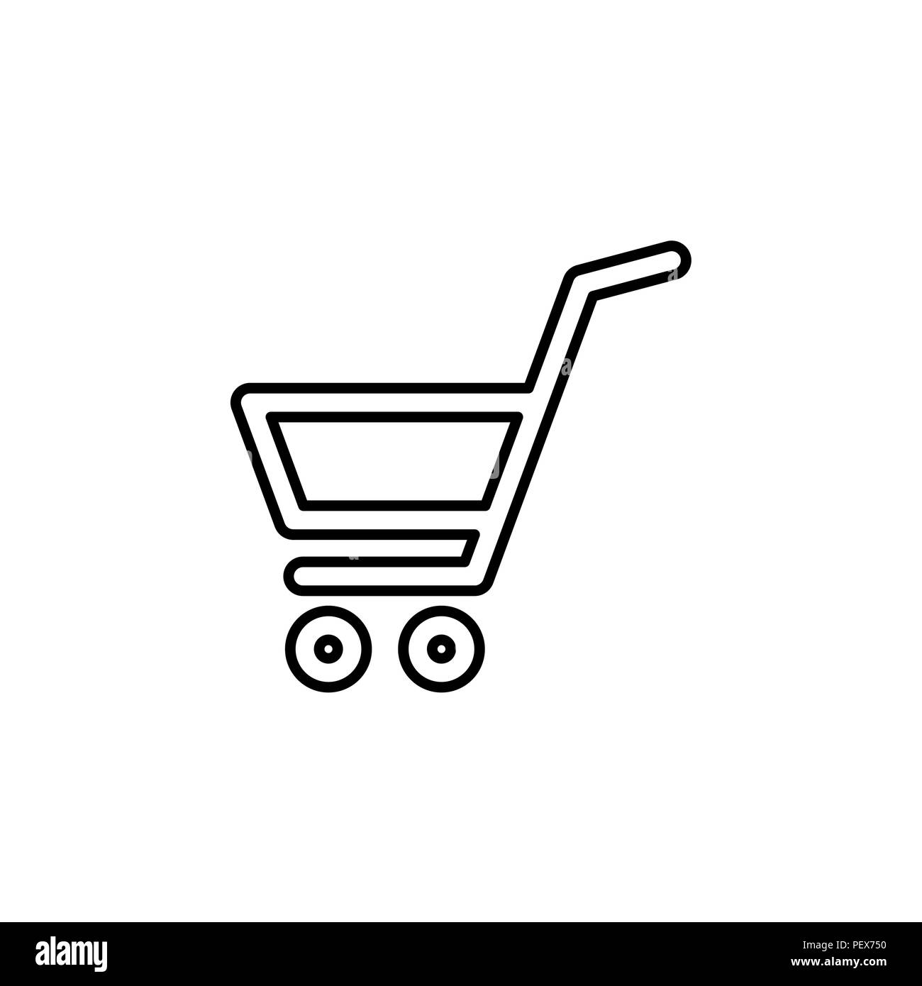 shopping cart (basket) line icon black on white background Stock Vector ...