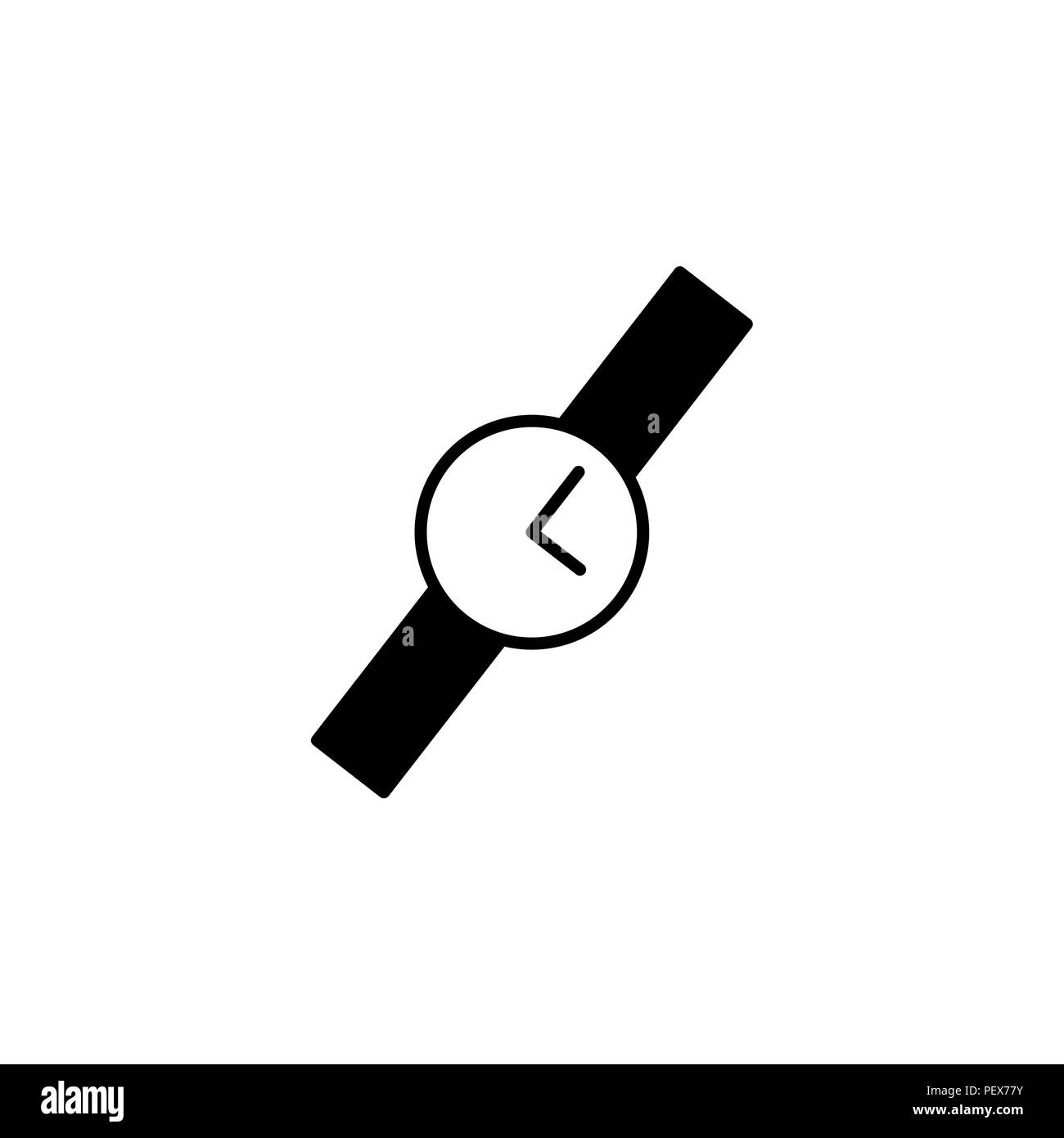 Wristwatch vector icon black on white background Stock Vector