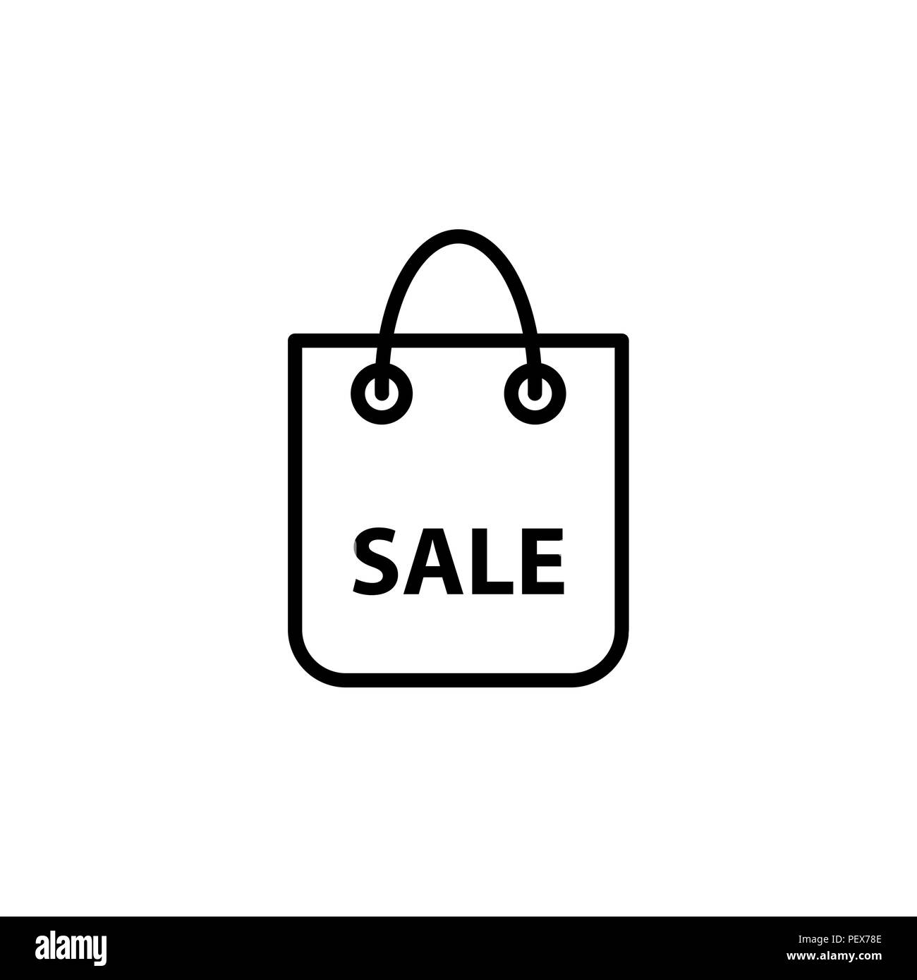 shopping bag - vector line icon black on white background Stock Vector ...