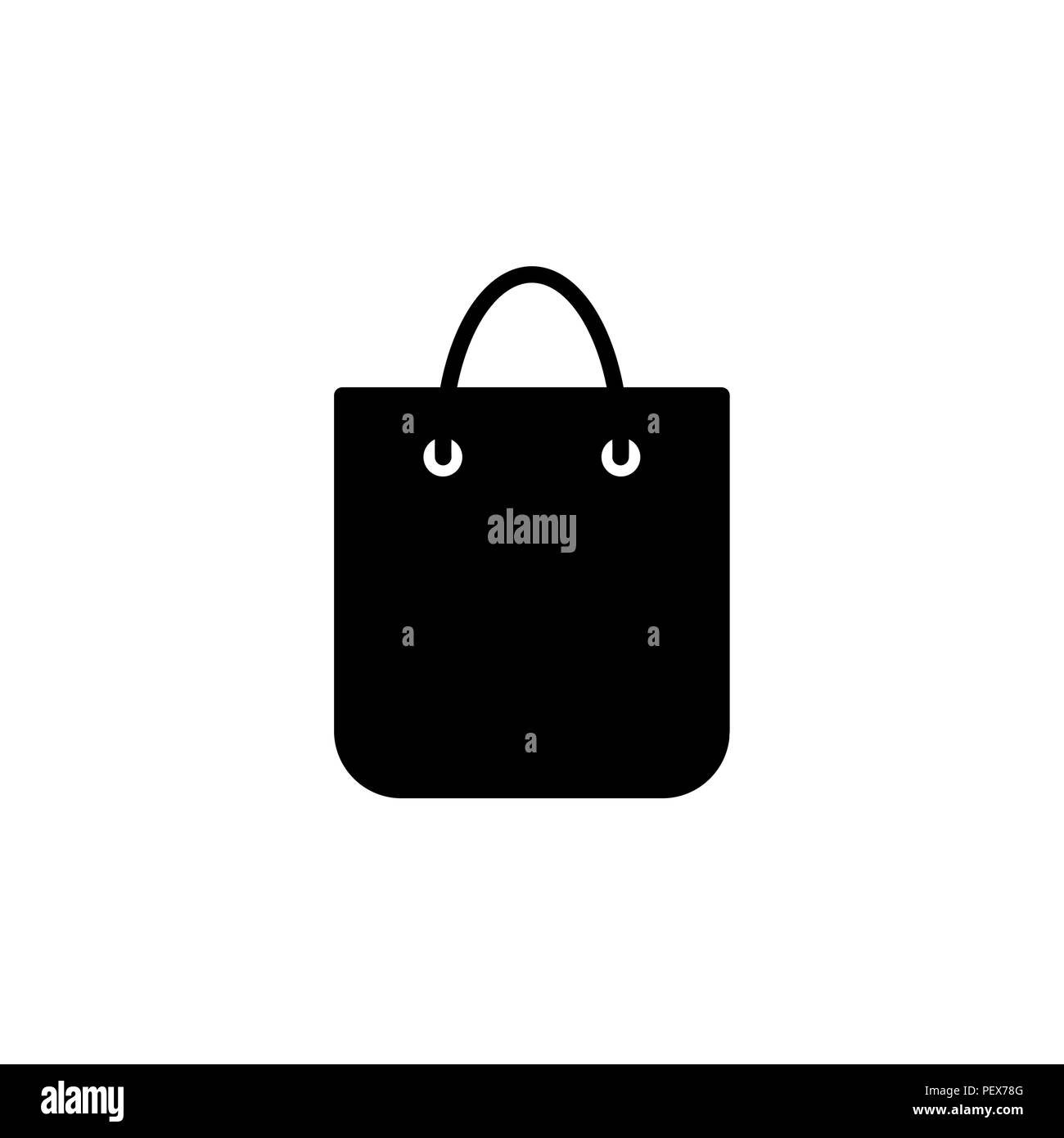 shopping bag - vector icon black on white background Stock Vector Image ...